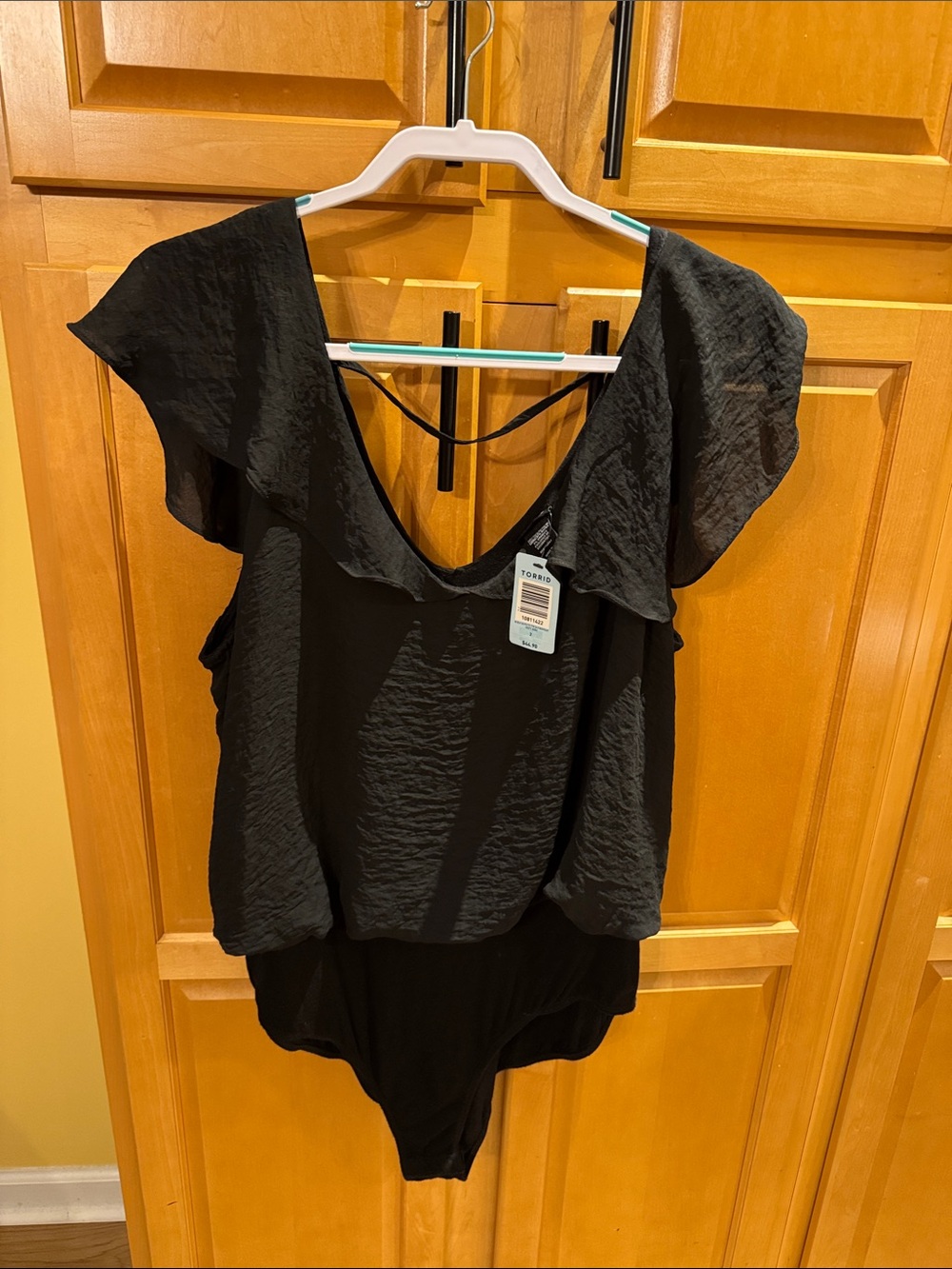 Torrid Black Flutter Sleeve Bodysuit with Tag